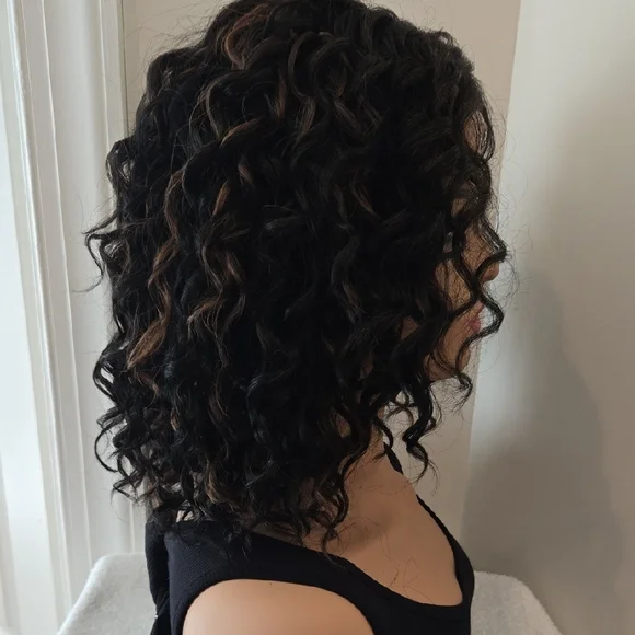 Black Curly Glueless Lace Wig - Picture 3 of 8